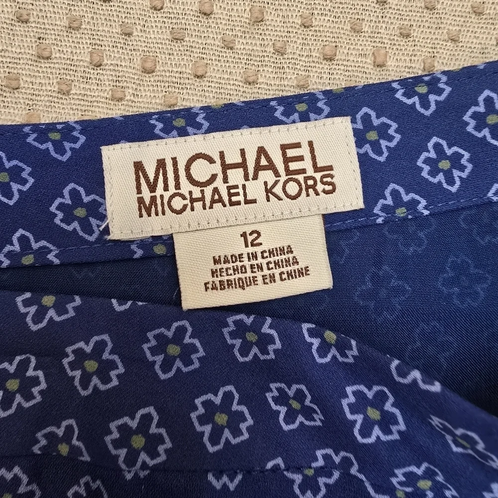 MICHAEL KORS WOMEN'S Blue  SWIRL LAYERED RUFFLE TIERED SKIRT  SIZE 12